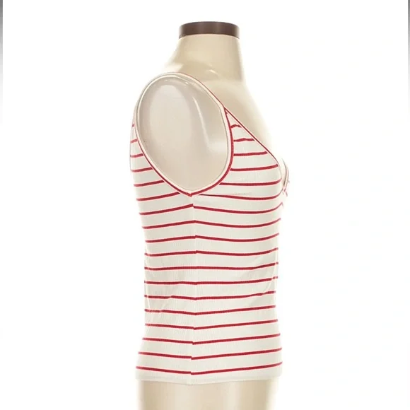 Reformation Red & White Striped Ribbed Tank Top | Size S - Picture 2 of 7